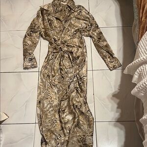 MARBLE Long Sleeve Patterned Maxi Dress - Brown and Black